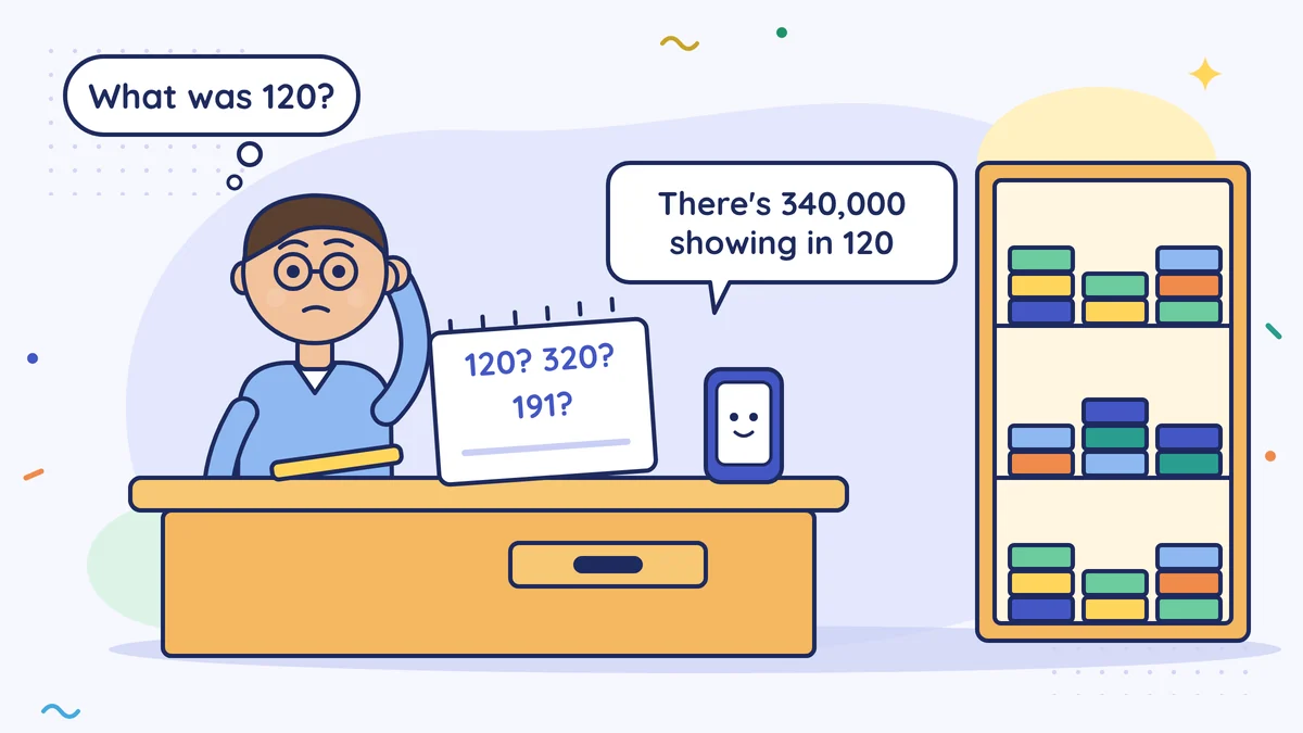 Stationery wholesaler Erkan Bey has written "120? 320? 191?" in his notebook; a voice from the phone says "There's 340,000 showing in 120", and he wonders "What was 120?"