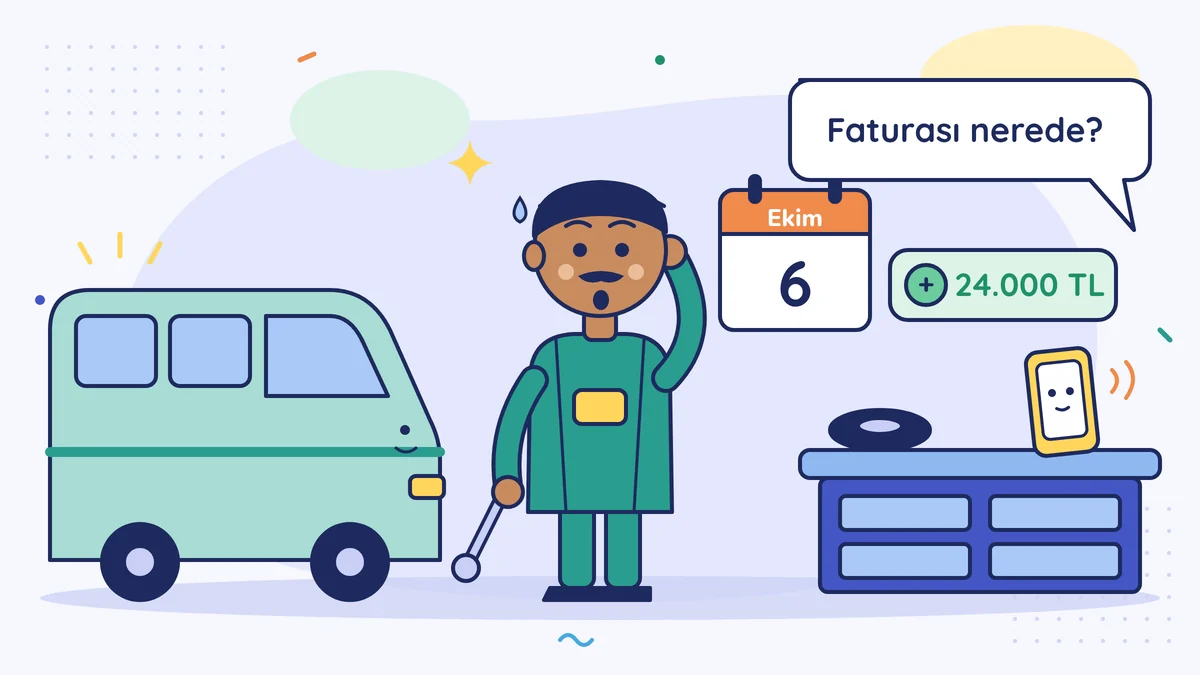 Oto tamircisi Kadir Usta minibüsün yanında şaşkın; takvimde 6 Ekim, bankaya 24.000 TL gelmiş, telefondaki müşavir "Faturası nerede?" diye soruyor